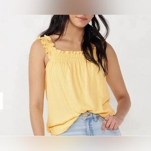 LC Lauren Conrad Yellow Smocked Tank